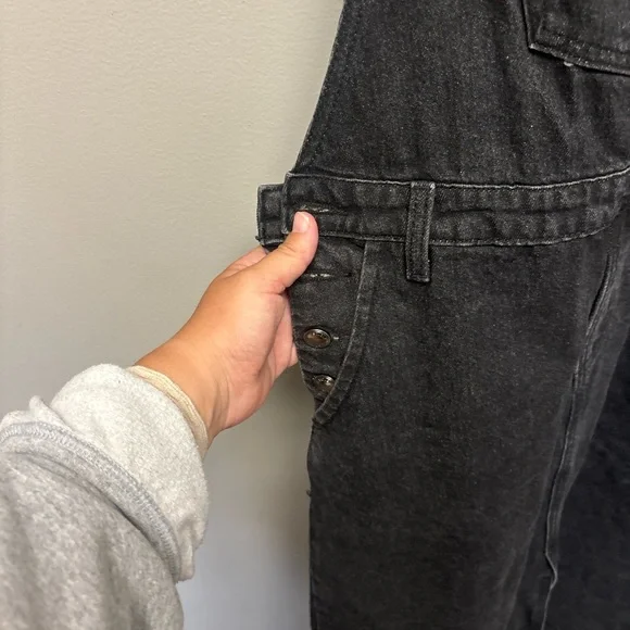 Listicle Black Denim Overall Midi Dress - Picture 5 of 7